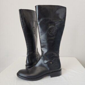 NWoB Alviero Martini 1a Classe Junior Italy Black Leather Tall Boots Zipper